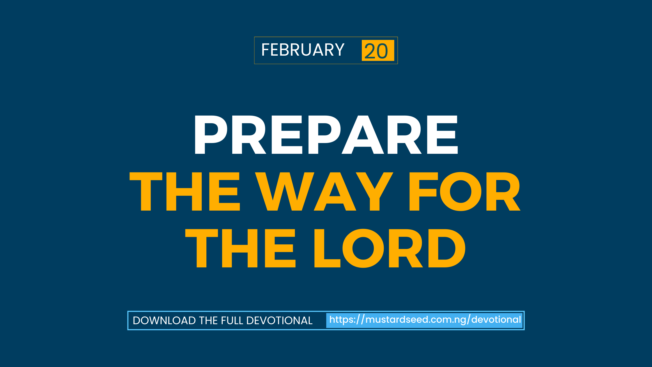 Prepare the Way for the Lord