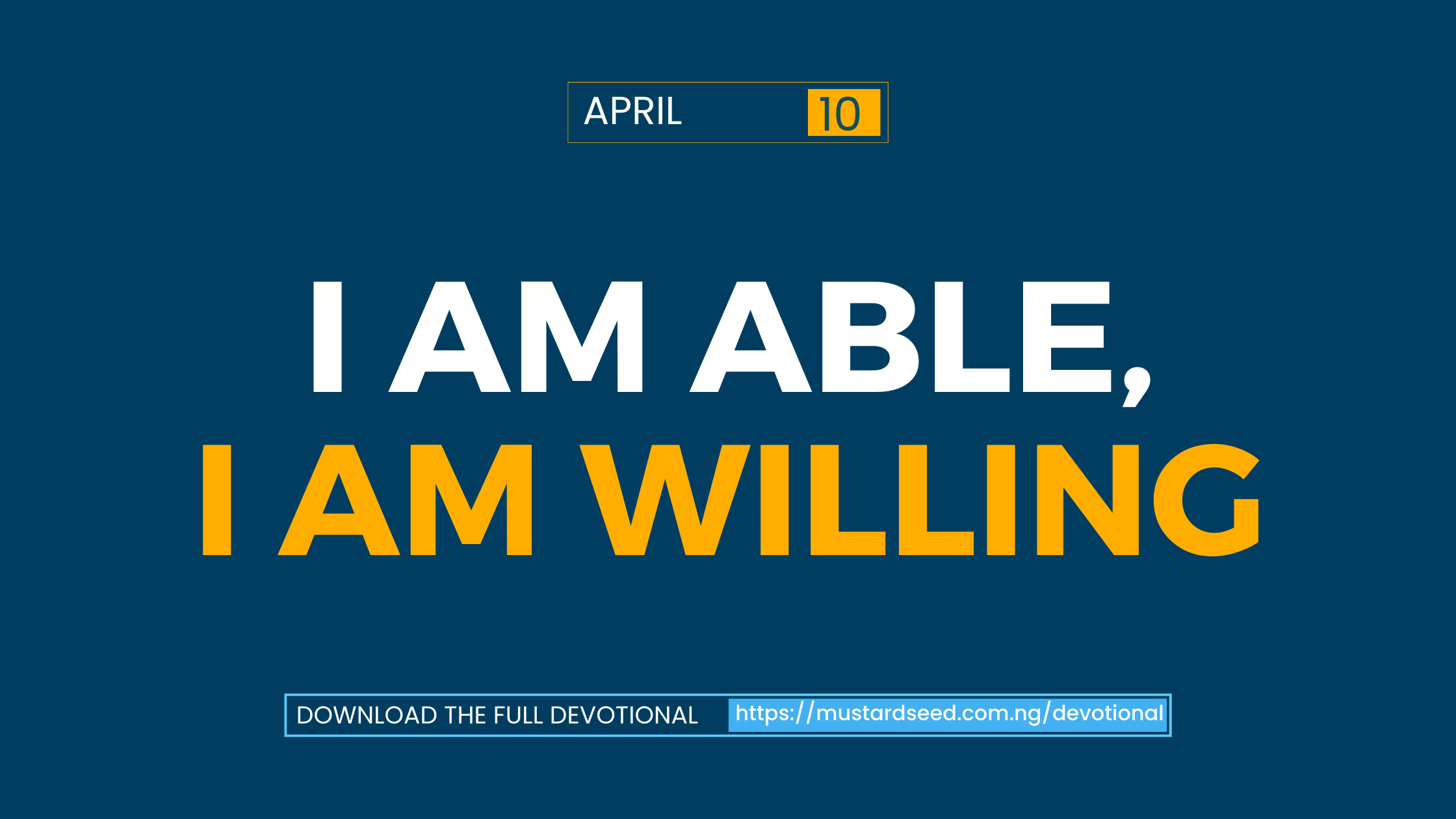 I am Able, I am Willing