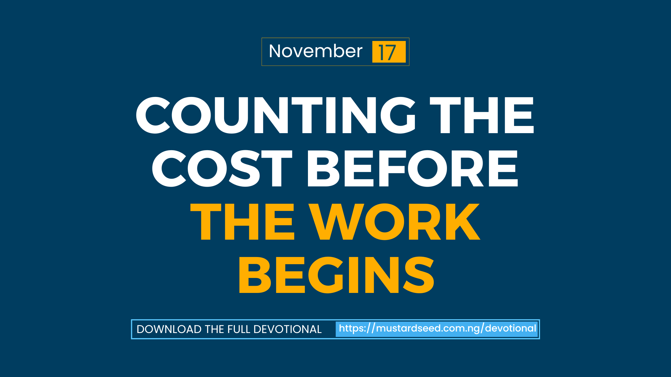 Counting the Cost Before the Work Begins