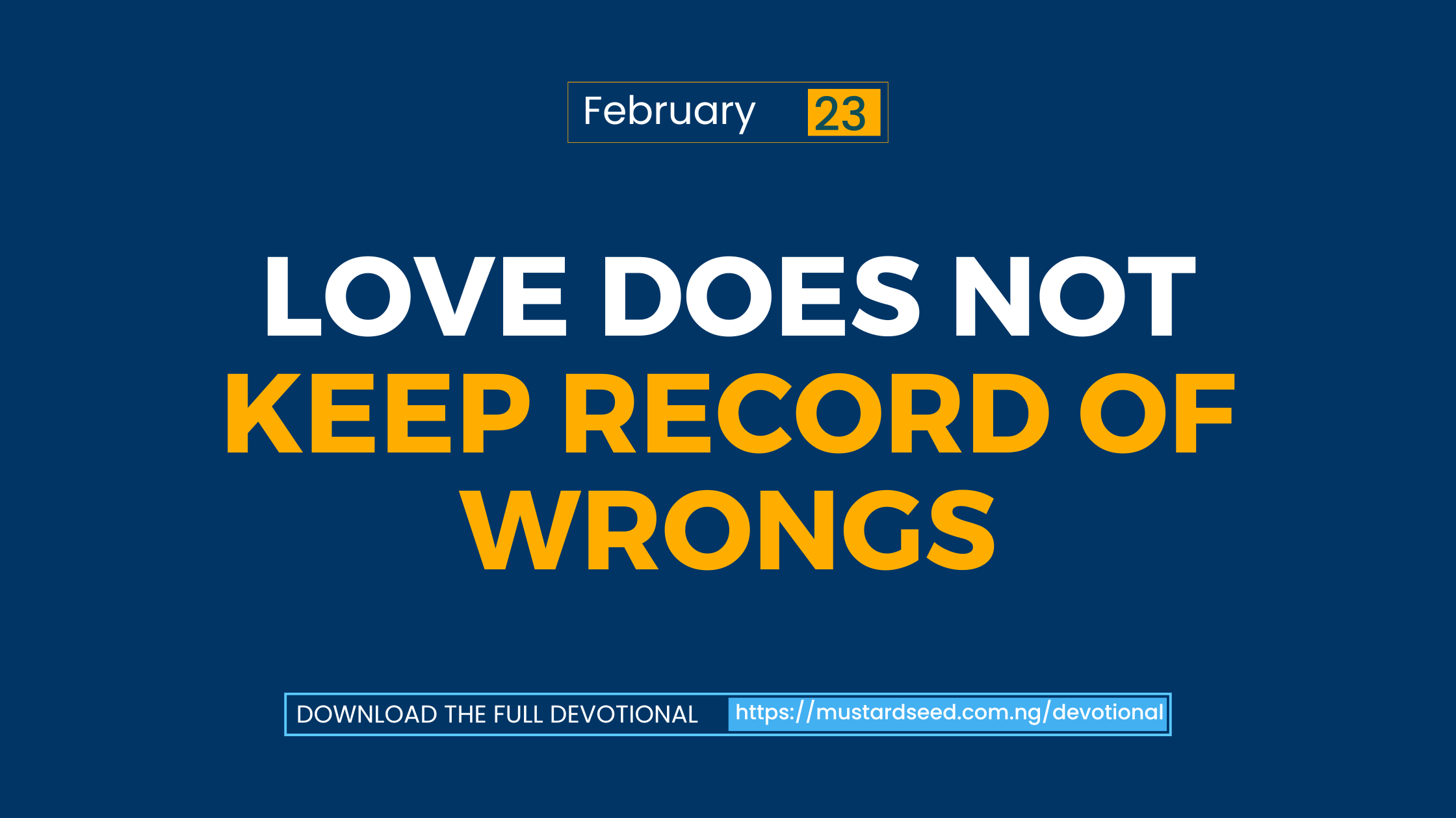 Love Does Not Keep Record of Wrongs