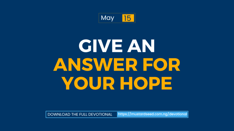 Give an Answer for Your Hope