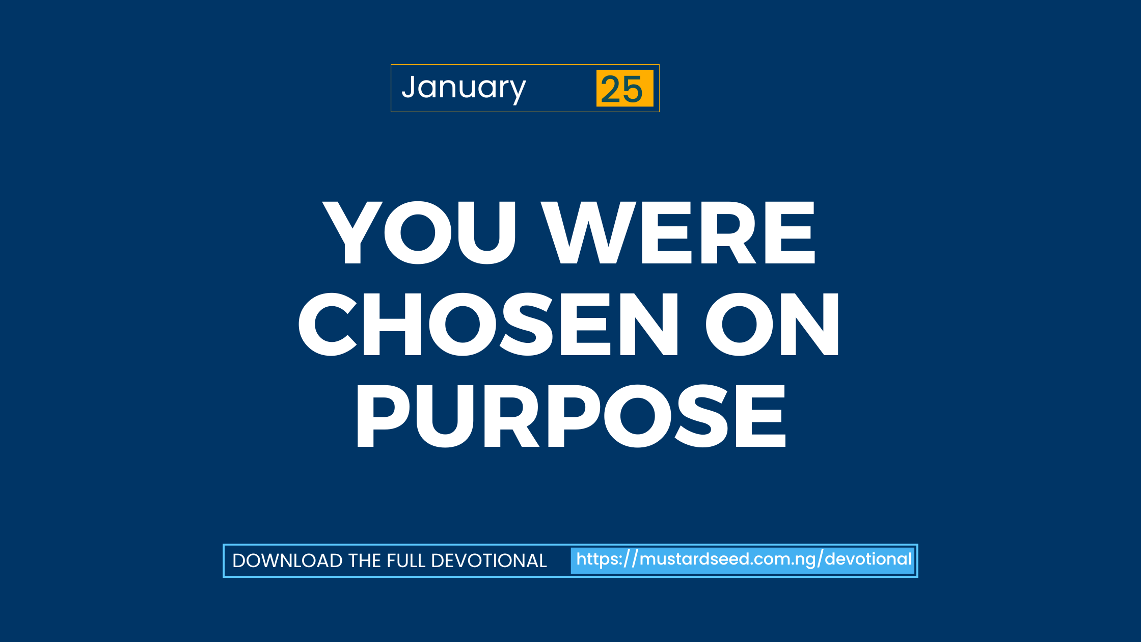 You Were Chosen on Purpose