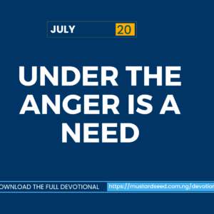 Under the Anger Is a Need