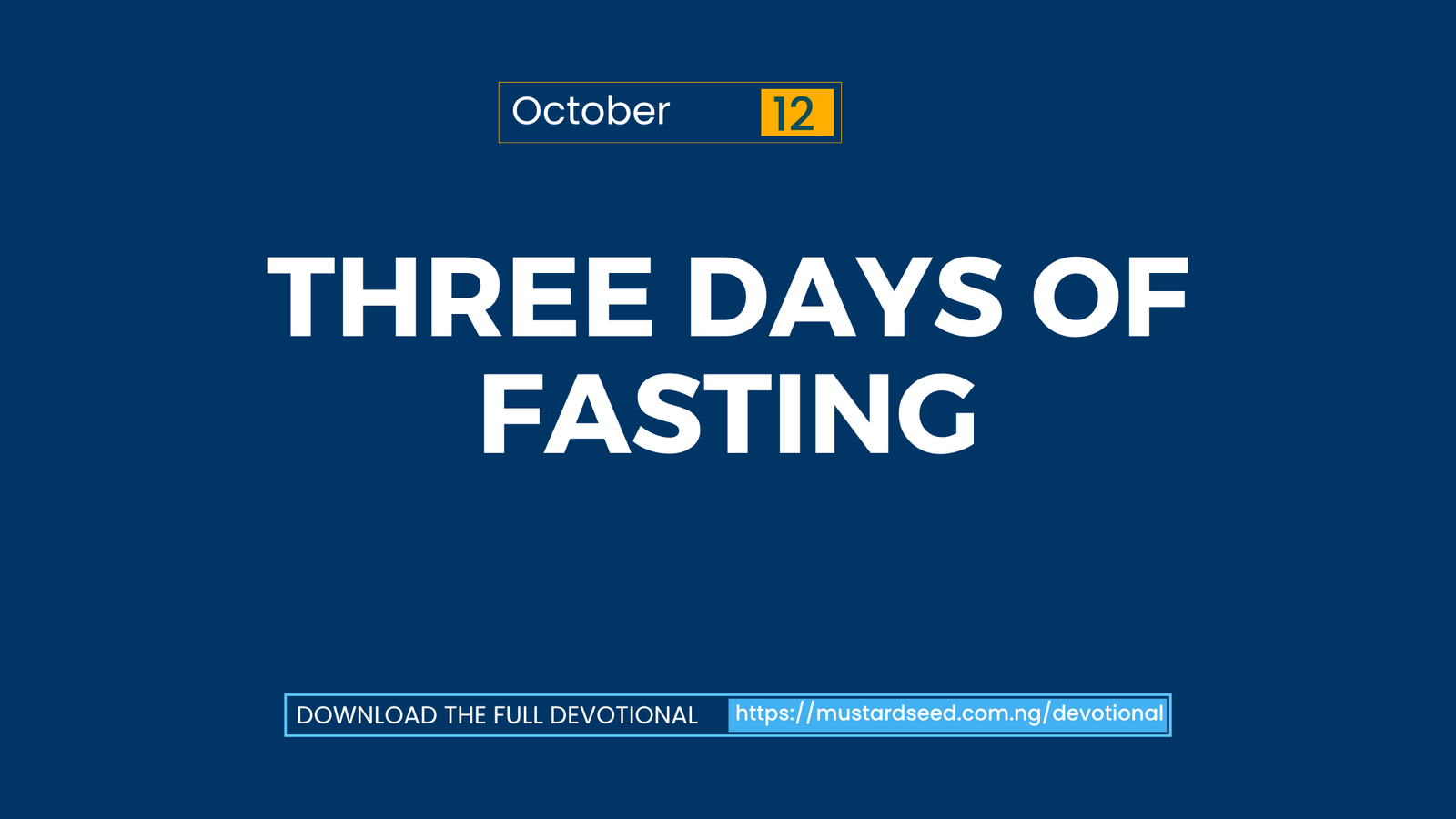 Three Days of Fasting